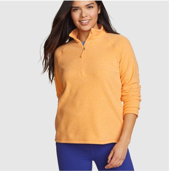 Eddie Bauer Quest Fleece 1/4 Zip Pullover in gold heather, size Tall Medium - Picture 10 of 10